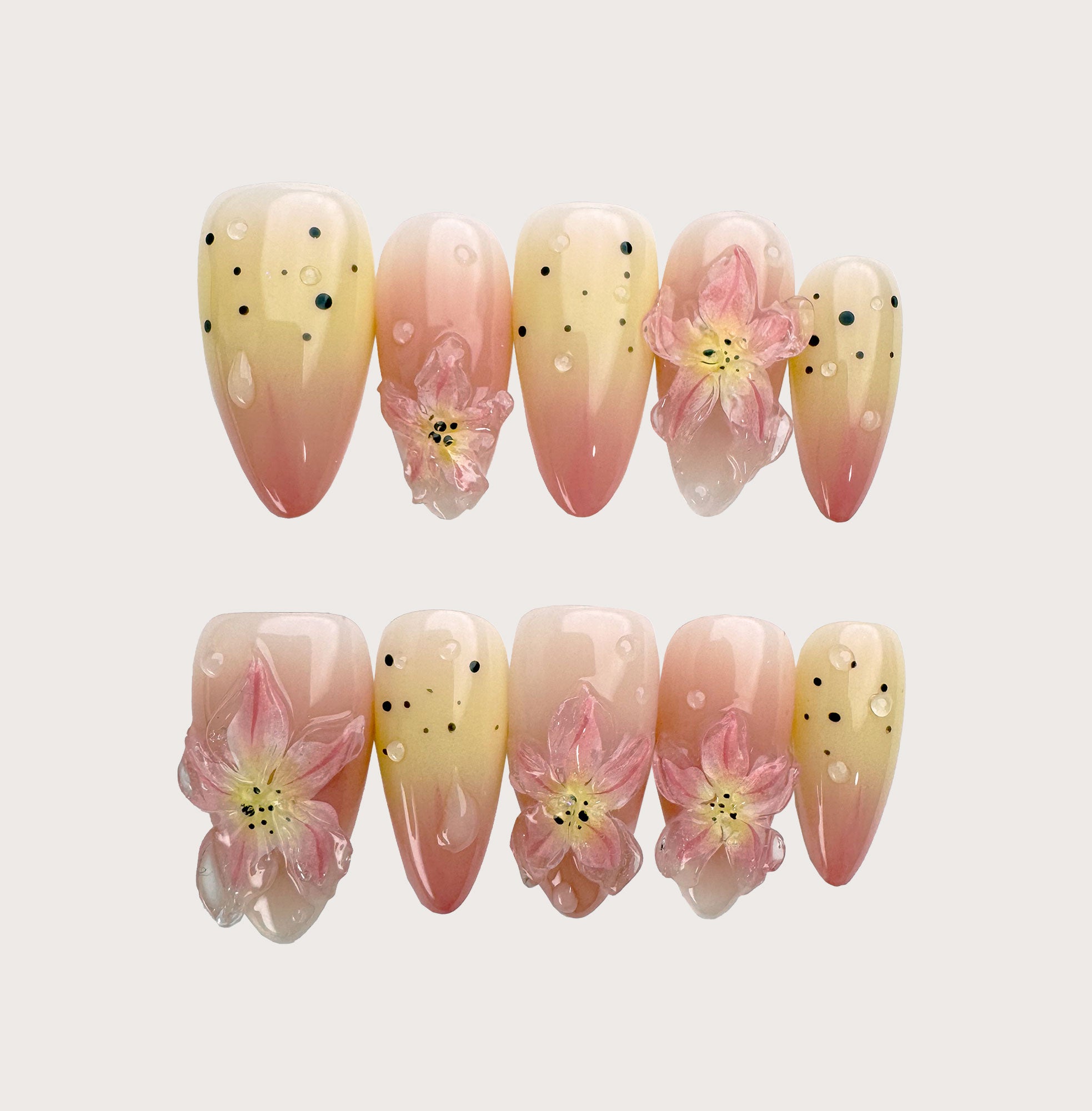 Sunset Bloom - Handmade Press on Nails by Clawcreature - Handmade Press - on Nails