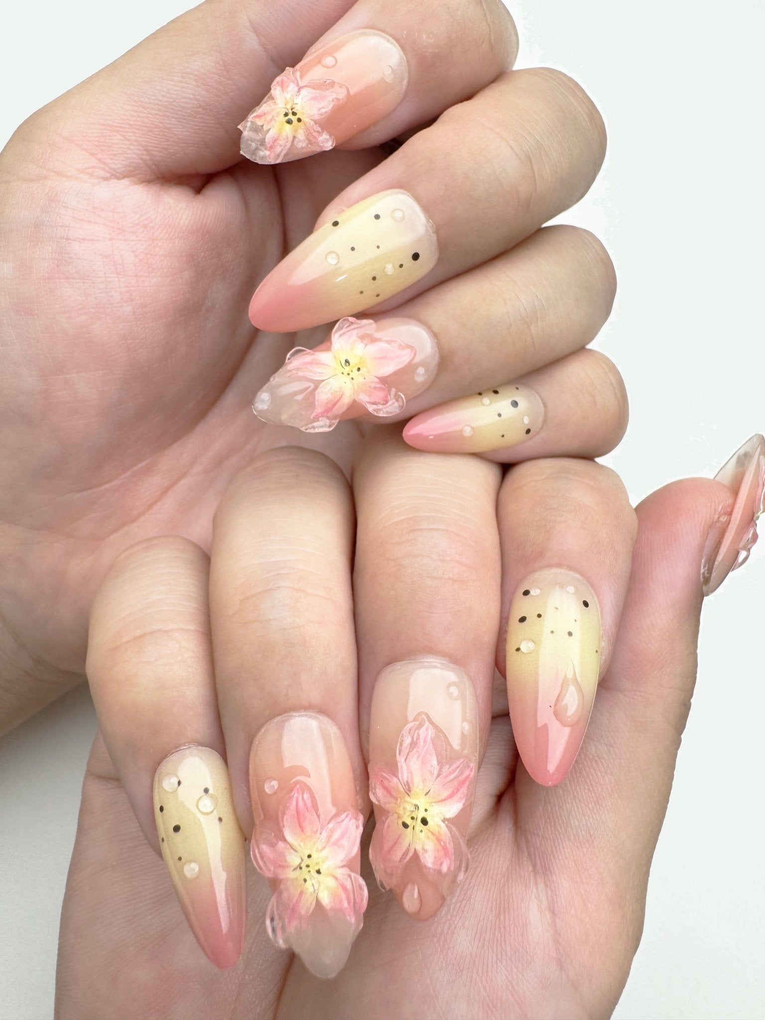 Sunset Bloom - Handmade Press on Nails by Clawcreature - Handmade Press - on Nails