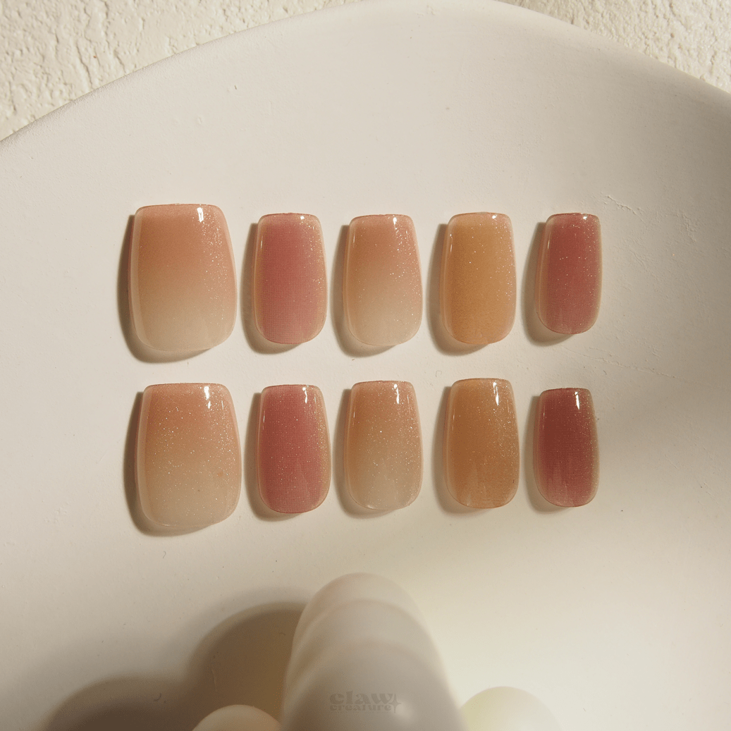 Sunset Elegance - Handmade Press on Nails by Clawcreature - Handmade Press - on Nails