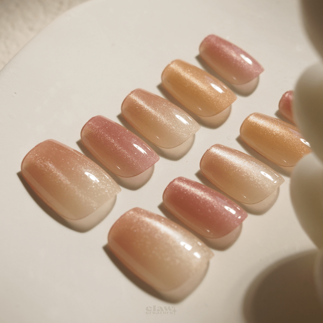 Sunset Elegance - Handmade Press on Nails by Clawcreature - Handmade Press - on Nails