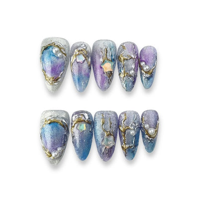 Tide of Stars - Handmade Press on Nails by Clawcreature - Handmade Press - on Nails