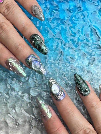 Tideborn - Handmade Press on Nails by Clawcreature - Handmade Press - on Nails