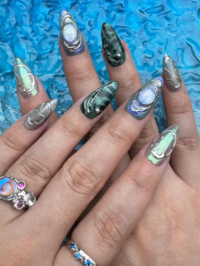 Tideborn - Handmade Press on Nails by Clawcreature - Handmade Press - on Nails