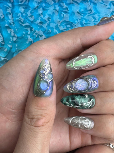 Tideborn - Handmade Press on Nails by Clawcreature - Handmade Press - on Nails