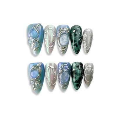 Tideborn - Handmade Press on Nails by Clawcreature - Handmade Press - on Nails