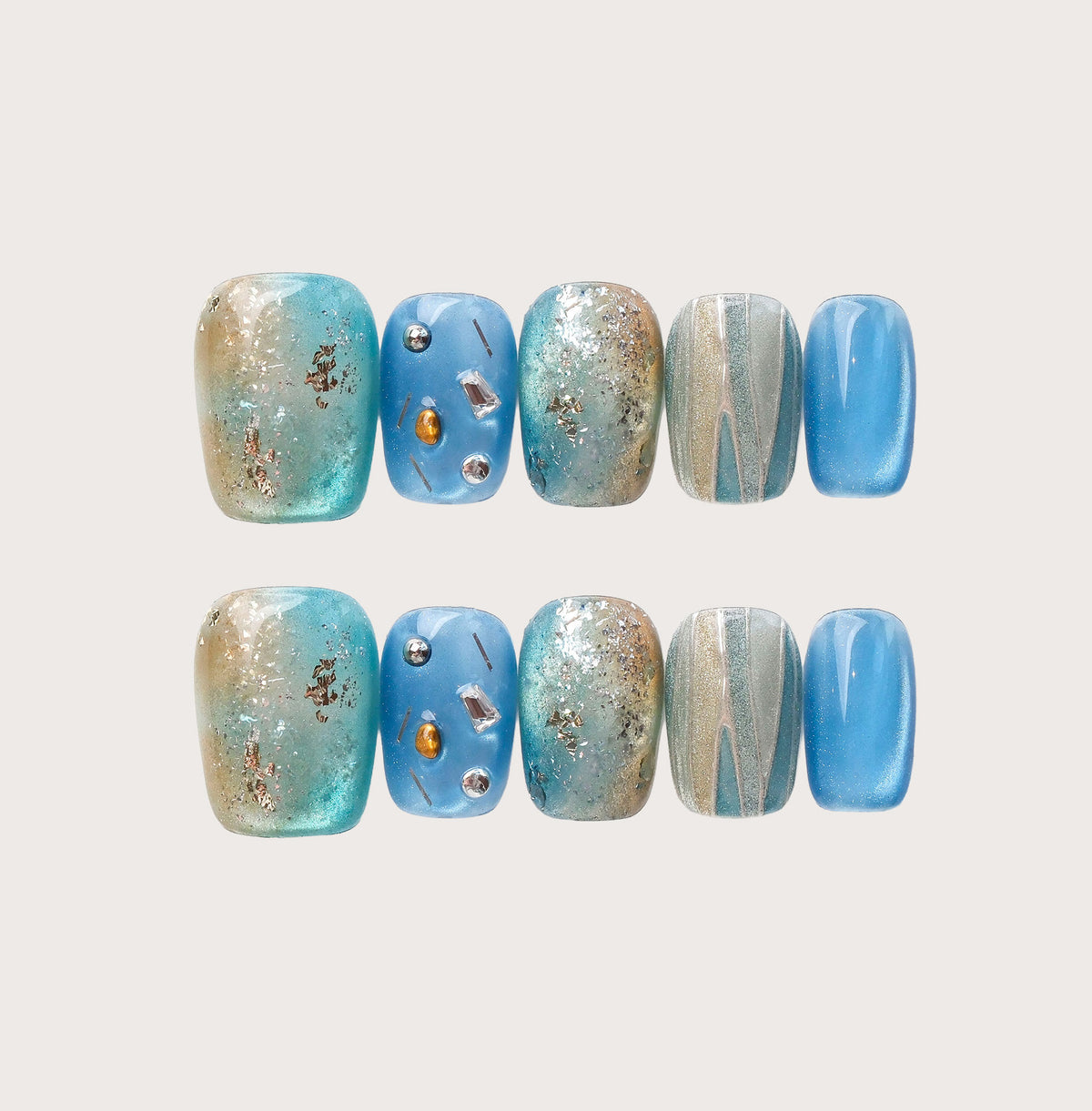 Wavesong - Handmade Press on Nails by Clawcreature - Handmade Press - on Nails