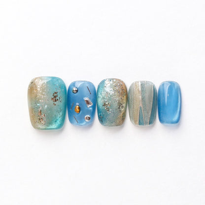Wavesong - Handmade Press on Nails by Clawcreature - Handmade Press - on Nails