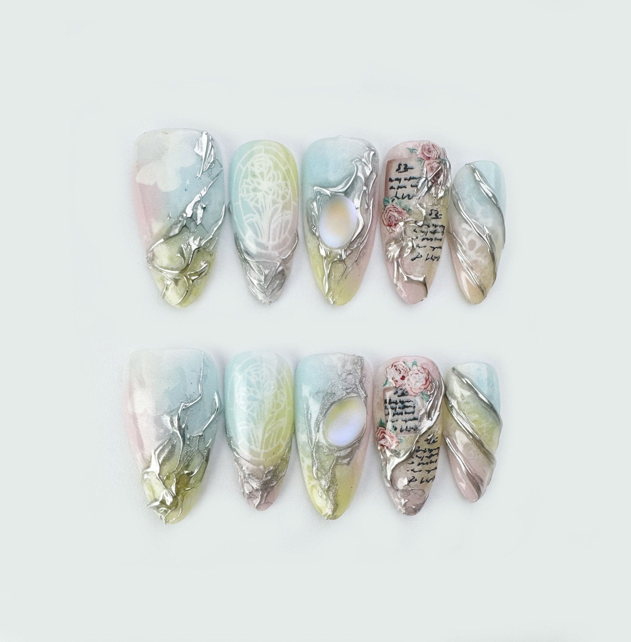 Whisper of Eden - Handmade Press on Nails by Clawcreature - Handmade Press - on Nails
