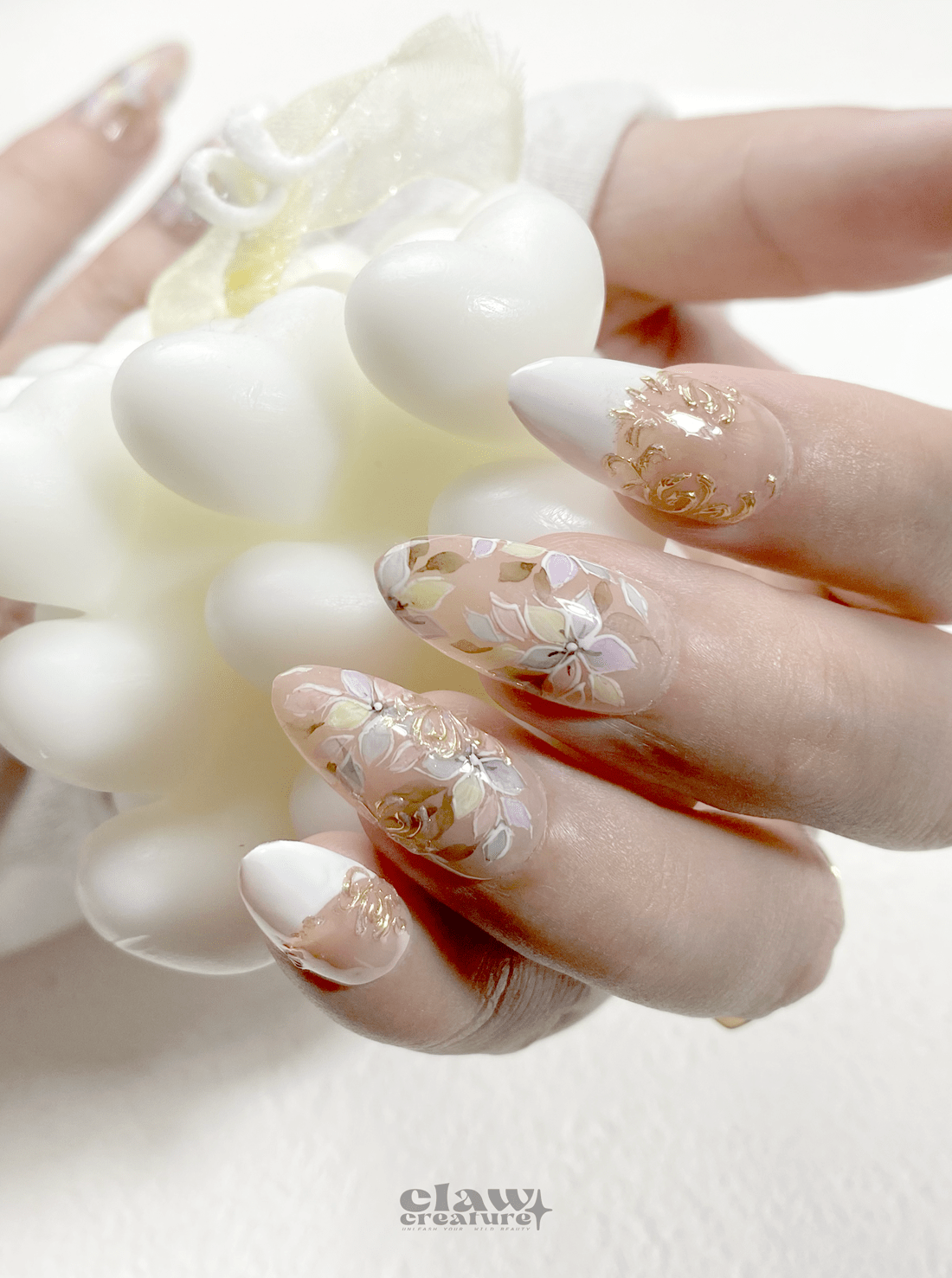Whispering Petals - Handmade Press on Nails by Clawcreature - Handmade Press - on Nails