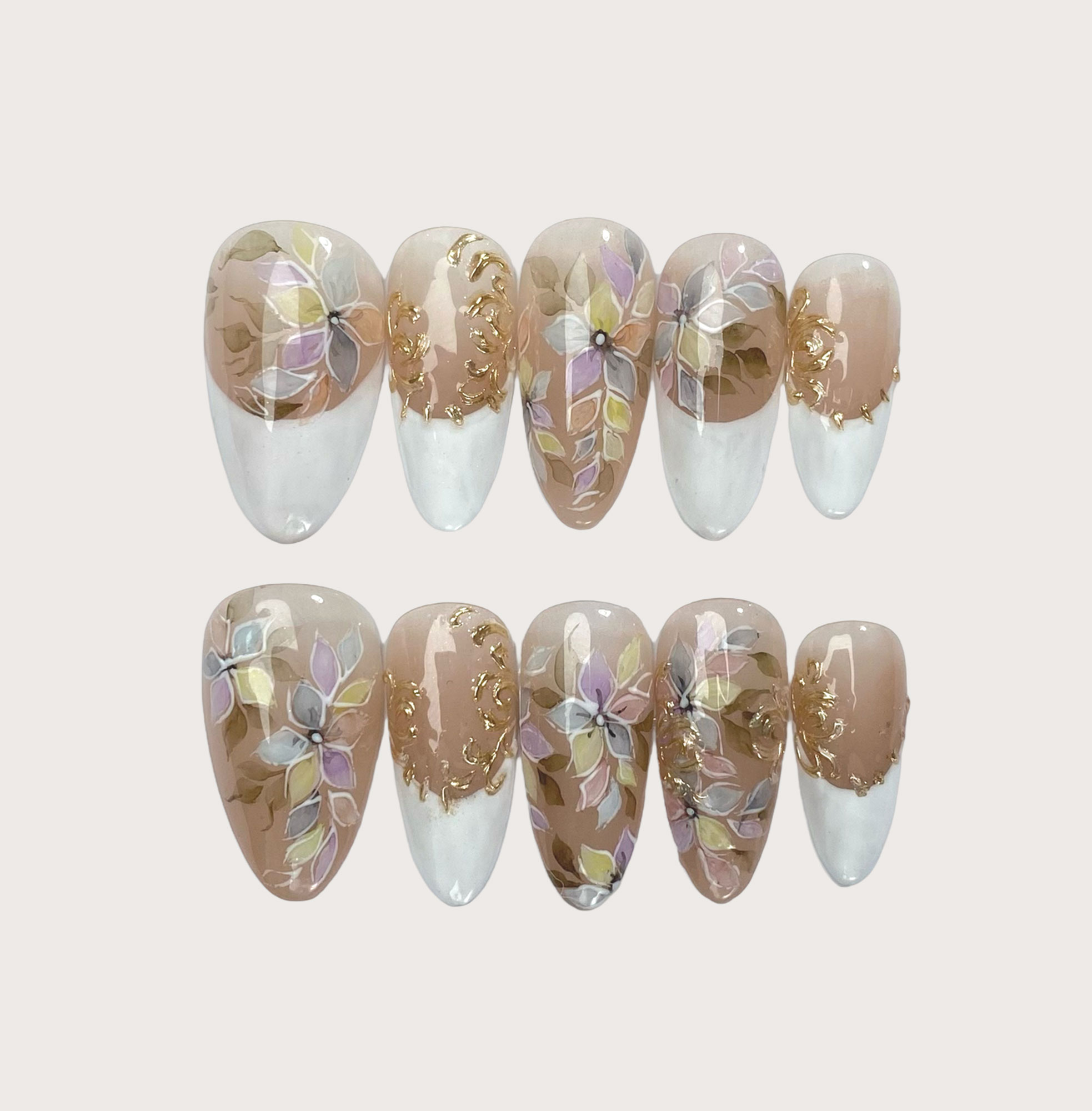 Whispering Petals - Handmade Press on Nails by Clawcreature - Handmade Press - on Nails