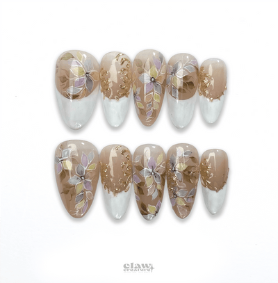 Whispering Petals - Handmade Press on Nails by Clawcreature - Handmade Press - on Nails