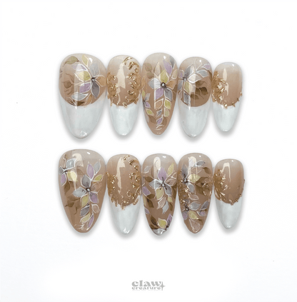 Whispering Petals - Handmade Press on Nails by Clawcreature - Handmade Press - on Nails