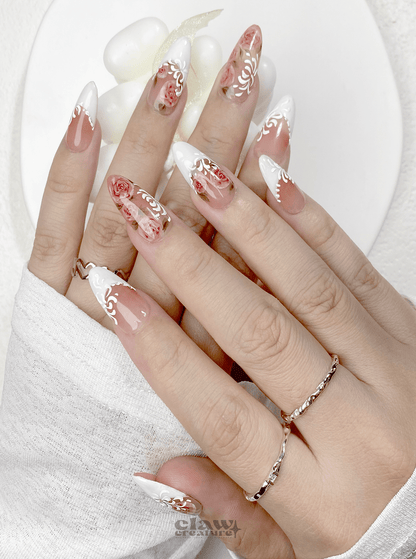 Whispering Roses - Handmade Press on Nails by Clawcreature - Handmade Press - on Nails