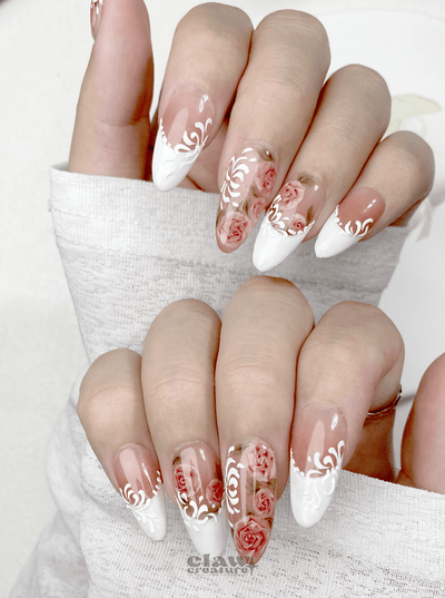 Whispering Roses - Handmade Press on Nails by Clawcreature - Handmade Press - on Nails