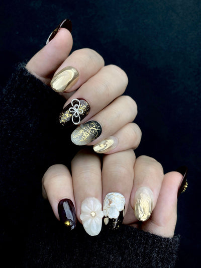 Wine & Dine - Handmade Press on Nails by Clawcreature - Handmade Press - on Nails