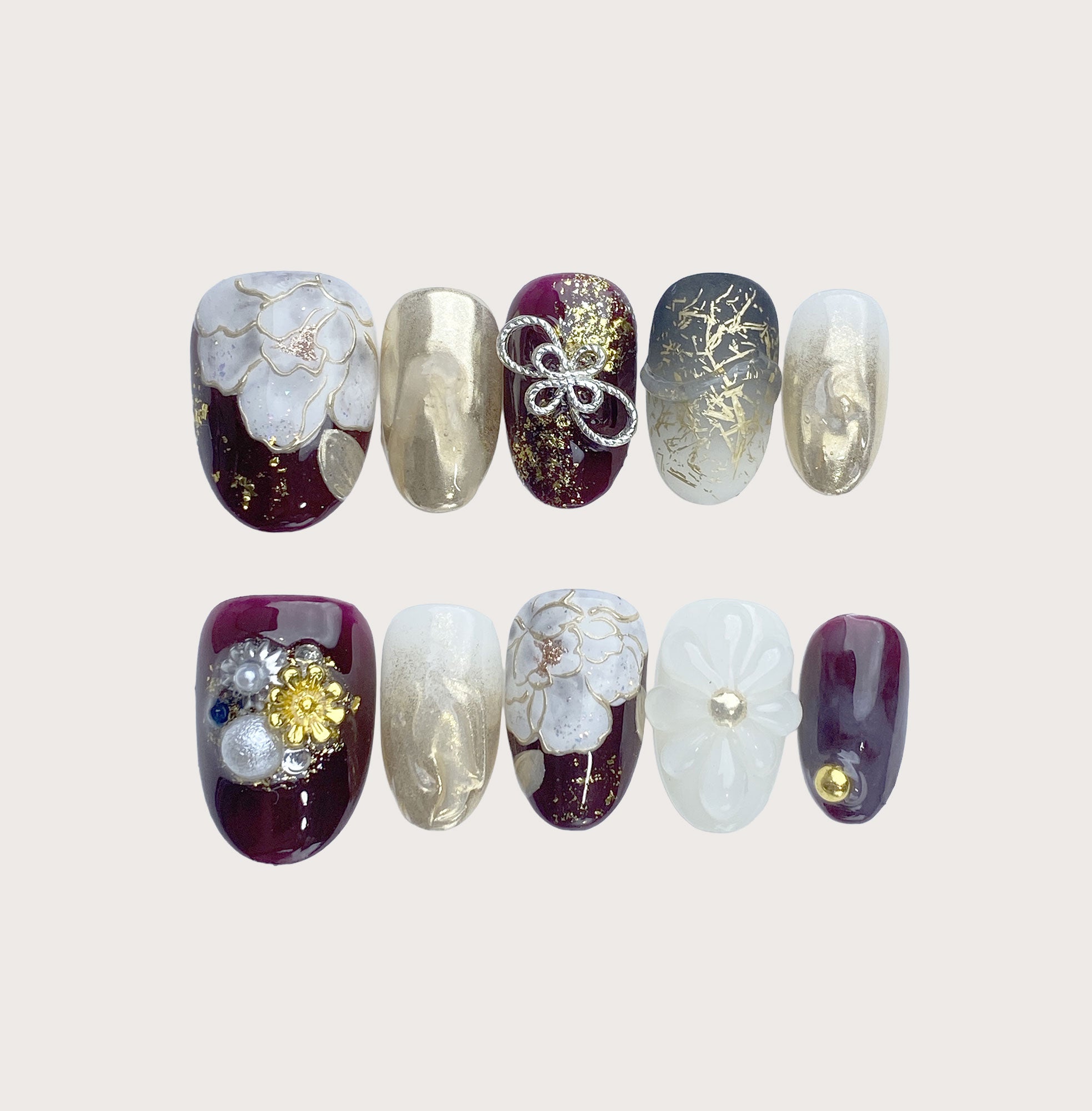 Wine & Dine - Handmade Press on Nails by Clawcreature - Handmade Press - on Nails