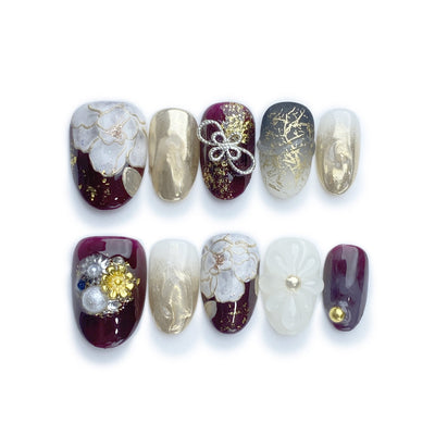 Wine & Dine - Handmade Press on Nails by Clawcreature - Handmade Press - on Nails