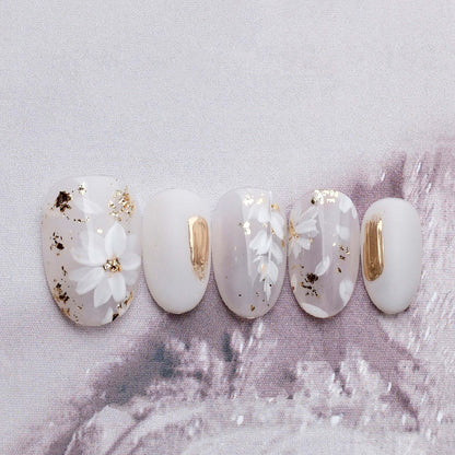 Winter Bloom - Handmade Press on Nails by Clawcreature - Handmade Press - on Nails