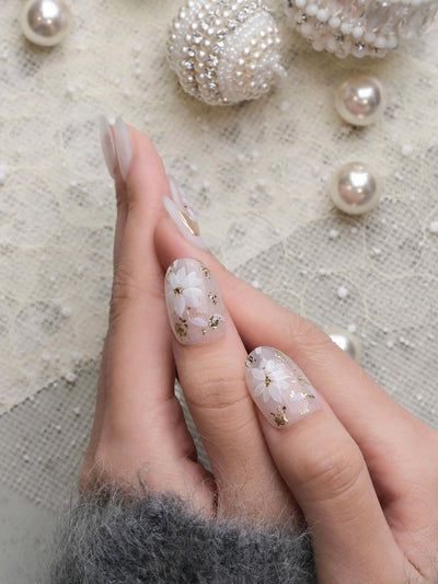 Winter Bloom - Handmade Press on Nails by Clawcreature - Handmade Press - on Nails