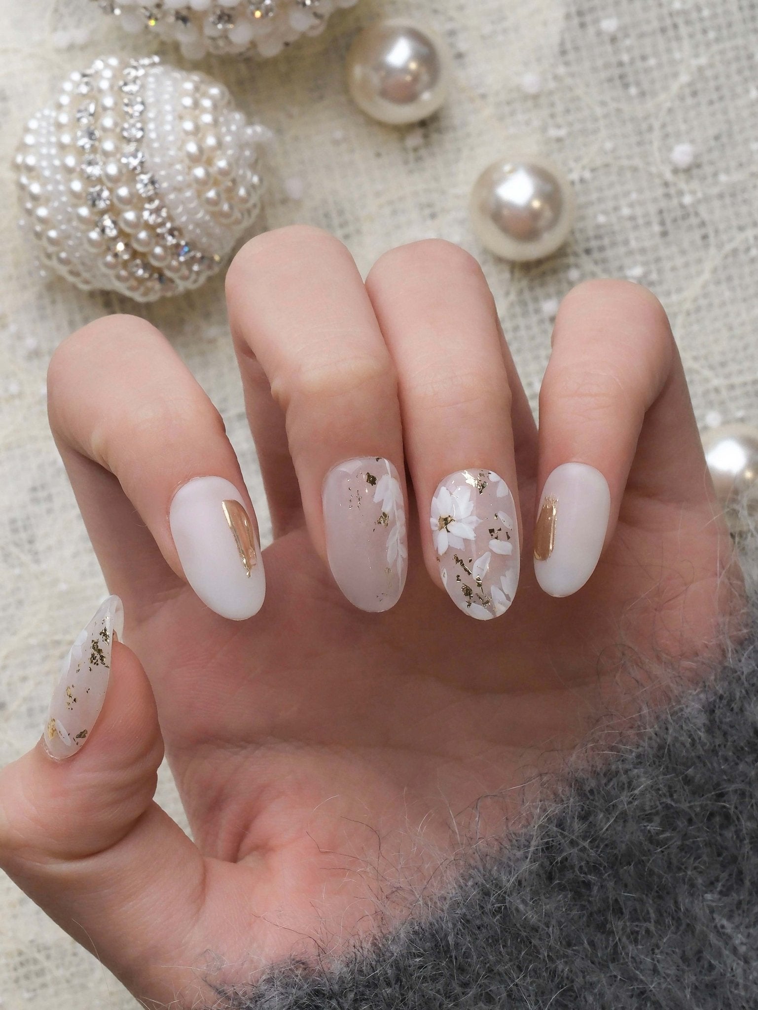 Winter Bloom - Handmade Press on Nails by Clawcreature - Handmade Press - on Nails