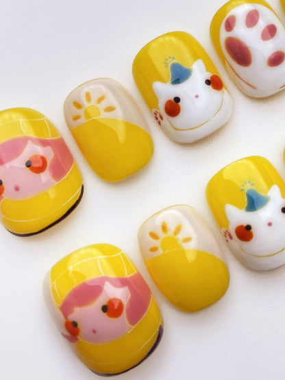 Winter Together Again - Handmade Press on Nails by Clawcreature - Handmade Press - on Nails