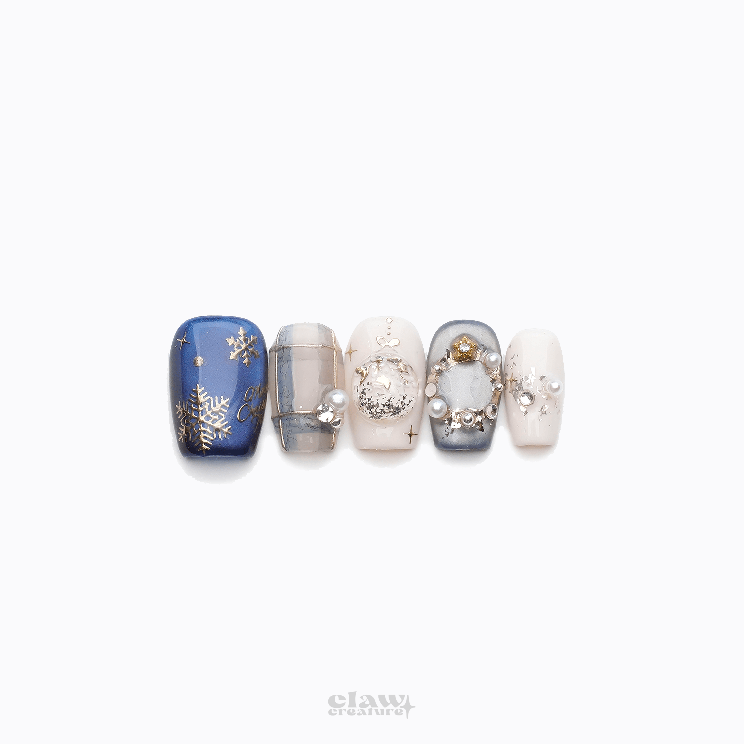 Winter Wonder - Handmade Press on Nails by Clawcreature - Handmade Press - on Nails