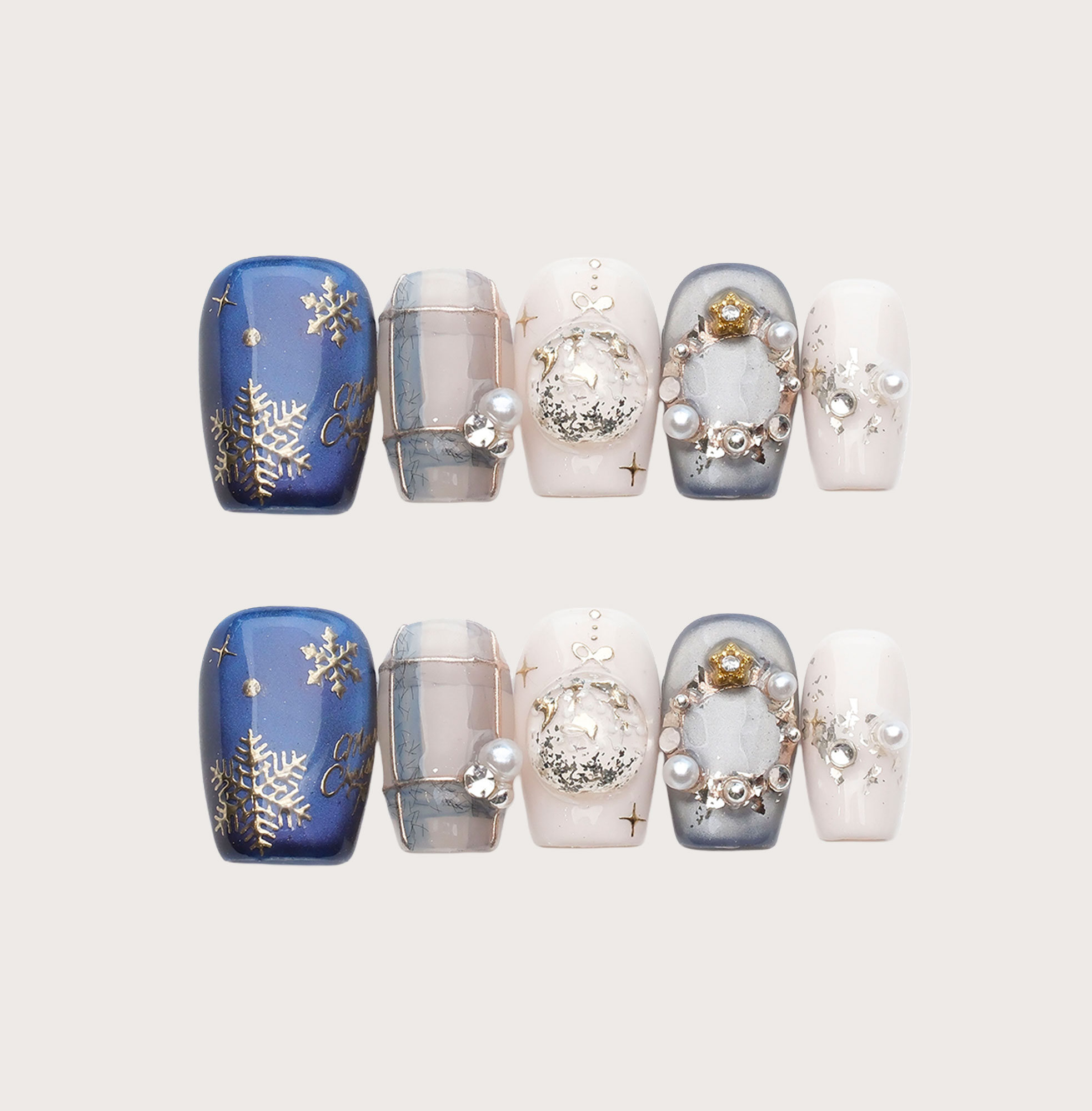 Winter Wonder - Handmade Press on Nails by Clawcreature - Handmade Press - on Nails