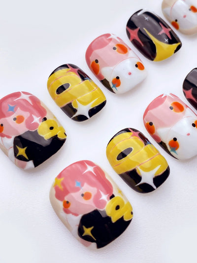 Wound Up Heart - Handmade Press on Nails by Clawcreature - Handmade Press - on Nails